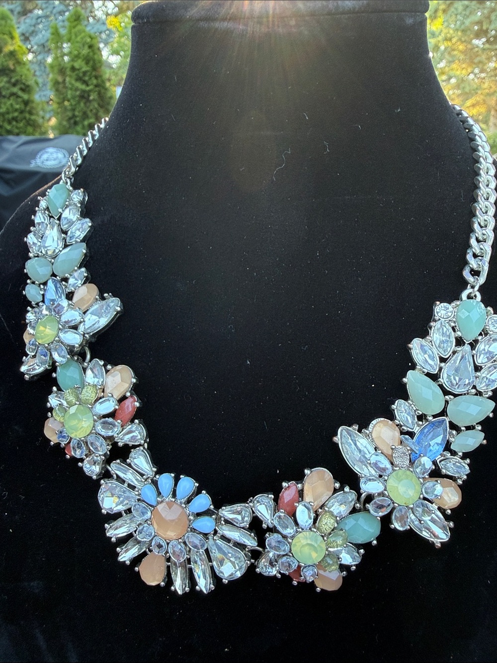 Vintage LOFT Statement Necklace | Rhinestone Bib | Early 2000s